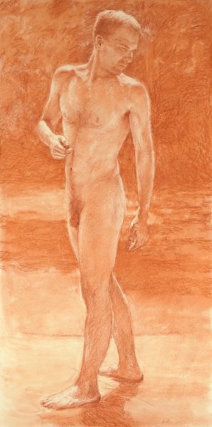 The Fidgit, conte drawing, 48" x 24" | © JC Washbourne, 2019