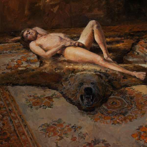 Cameron on Byron the Bear, oil, 16" x 16" | © JC Washbourne, 2019