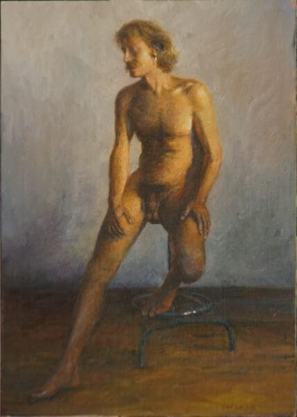 Art in my Taos Studio, oil on canvas board, 20" x 14" $3000